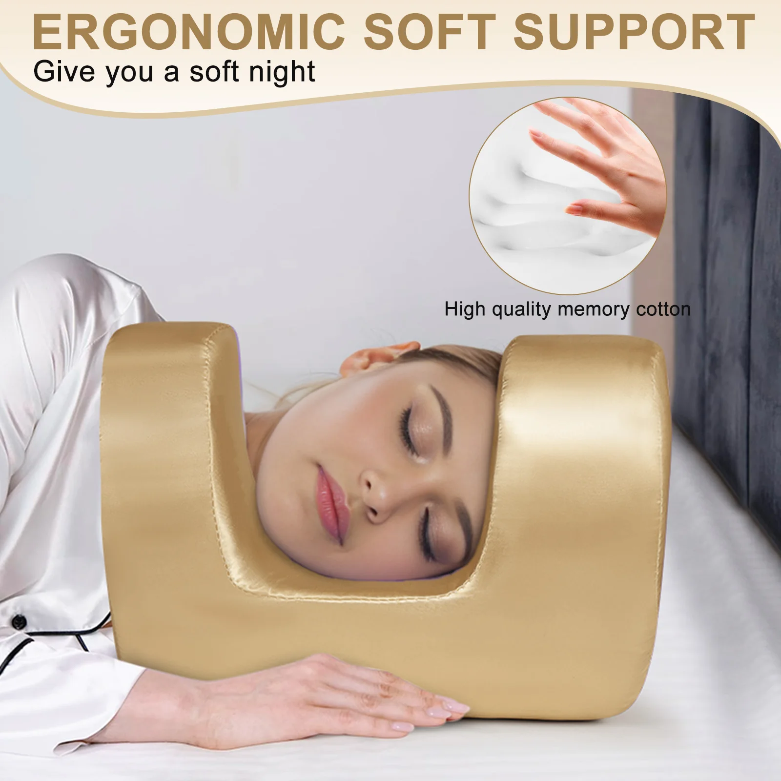 Soft Face Pillow Anti wrinkles-aging Beauty Pillow Relieves Neck Fatigue Reduces Facial Squeeze Back Sleep Pillow Satin Case 3