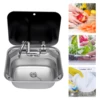 US RV Sink Kit Folding Square Outdoor Full Set+Lid+Faucet Stainless Steel Sink 3