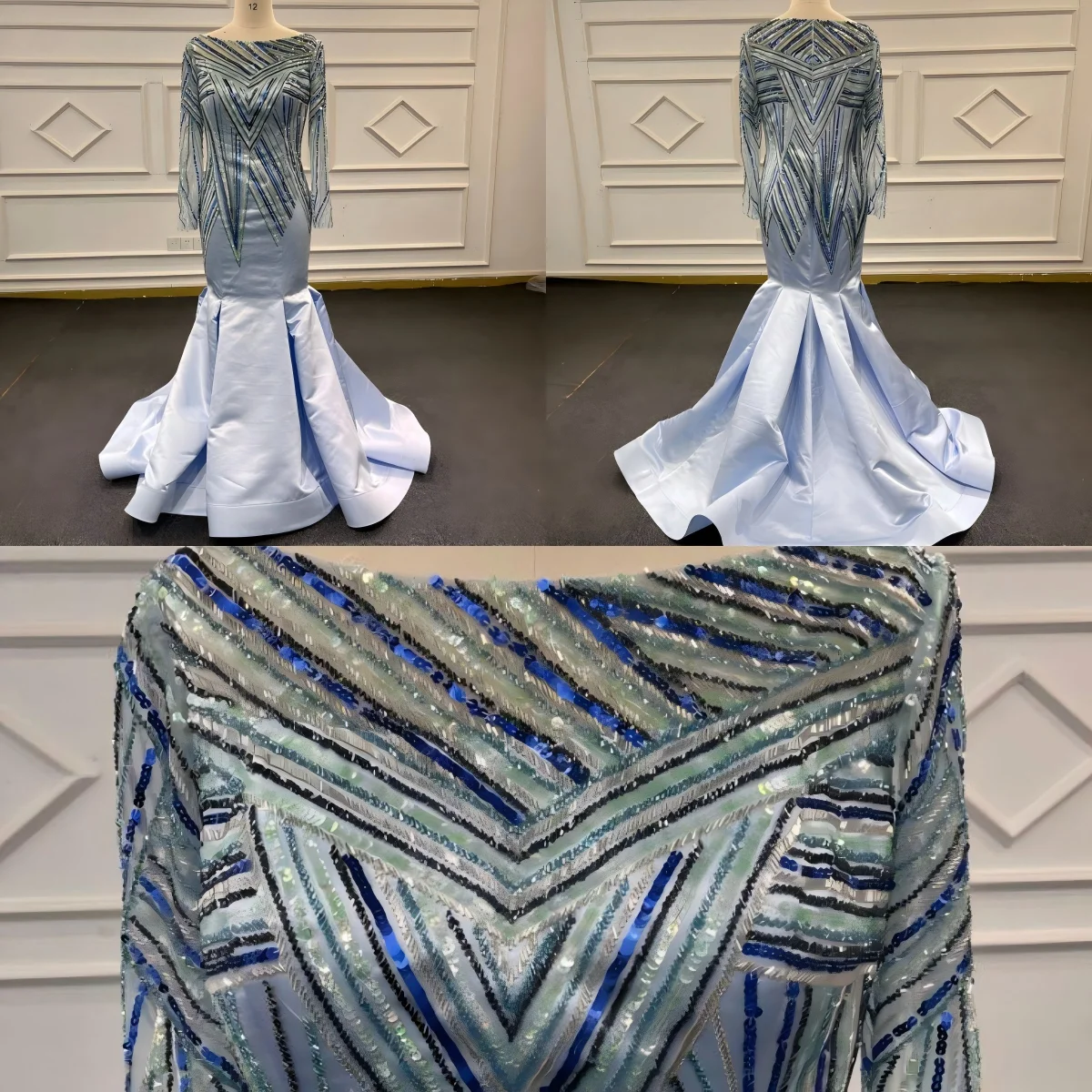 Eslieb 100% real pictures evening dresses 2025 beads custom made blue evening dresses