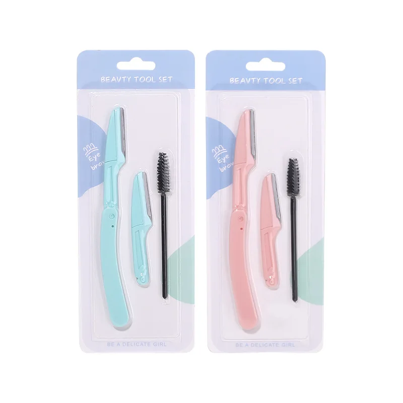 6Pcs Eyebrow Repair Tool Set Scraping Eyebrow Knife Eyelash Dual-use Brush Portable Makeup Tools