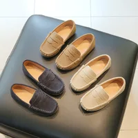 Boys Loafers Toddlers Kids Fashion Leather Shoes Slip-on Children Flats Classic Spring Autumn Flock Suede Fabric Moccasins Soft 1