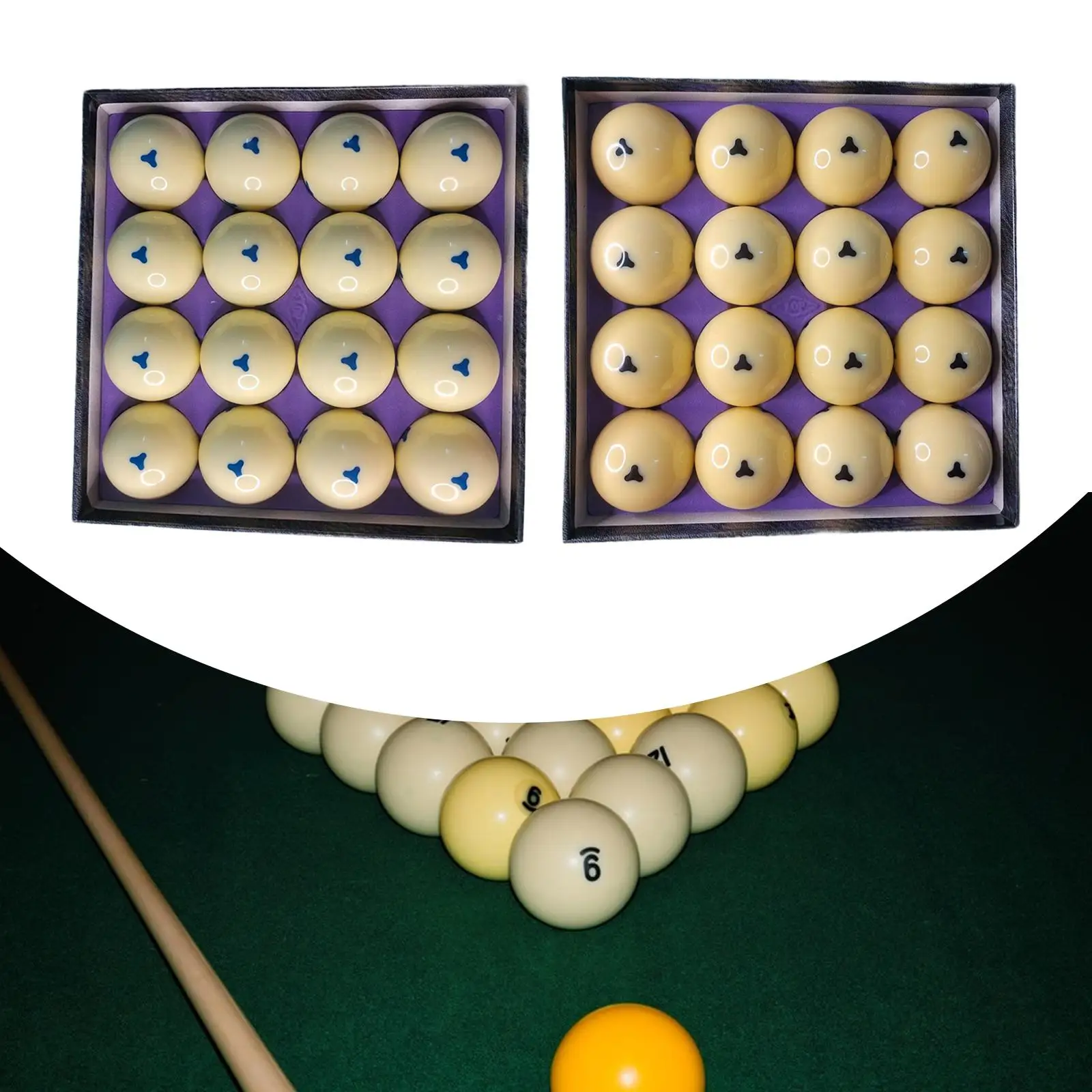 16 Pieces Billiards Cue Balls 2-1/4" Billiards Equipment Practice Training with Triangle Dots for Casual Enthusiasts Hall