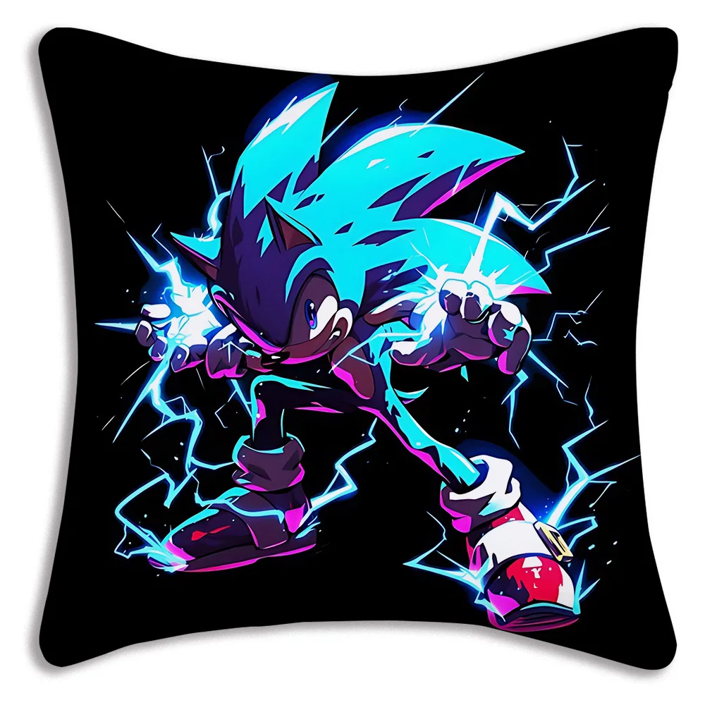 thumbnail image 1 of Funda de almohada de dibujos animados de anime S-Sonics Hedgehog, funda de cojín de felpa corta con estampado de doble cara para sofá decorativo de dibujos animados para el hogar, 1 of 5