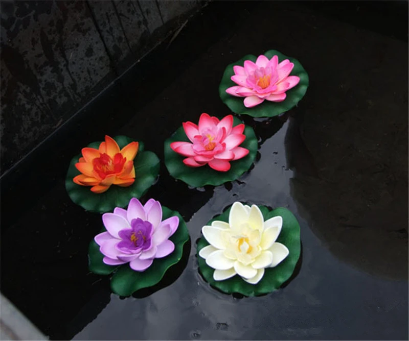 

5Pcs 10cm Small Artificial Flowers EVA Lotus Water Lily Pool Floating Pool Home Fish Tank Home Garden Decoration