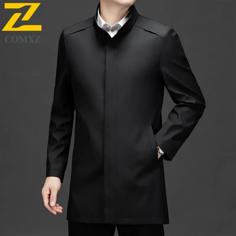 Stand Collar Trench Coat Men 2025 Autumn Light Luxury