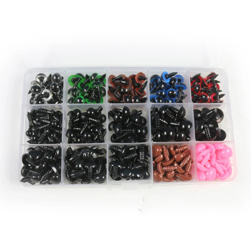 560Pcs Safety Eyes and Noses with Washers for Stuffed Animal Doll Crochet Black Glitter Eyes for Crafts Teddy Bear Making