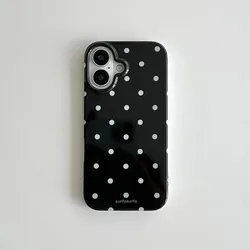 Chic Black and White Polka Dot Phone Case Cover - Samsung A03 4G (YSK - 325YS251021901)
