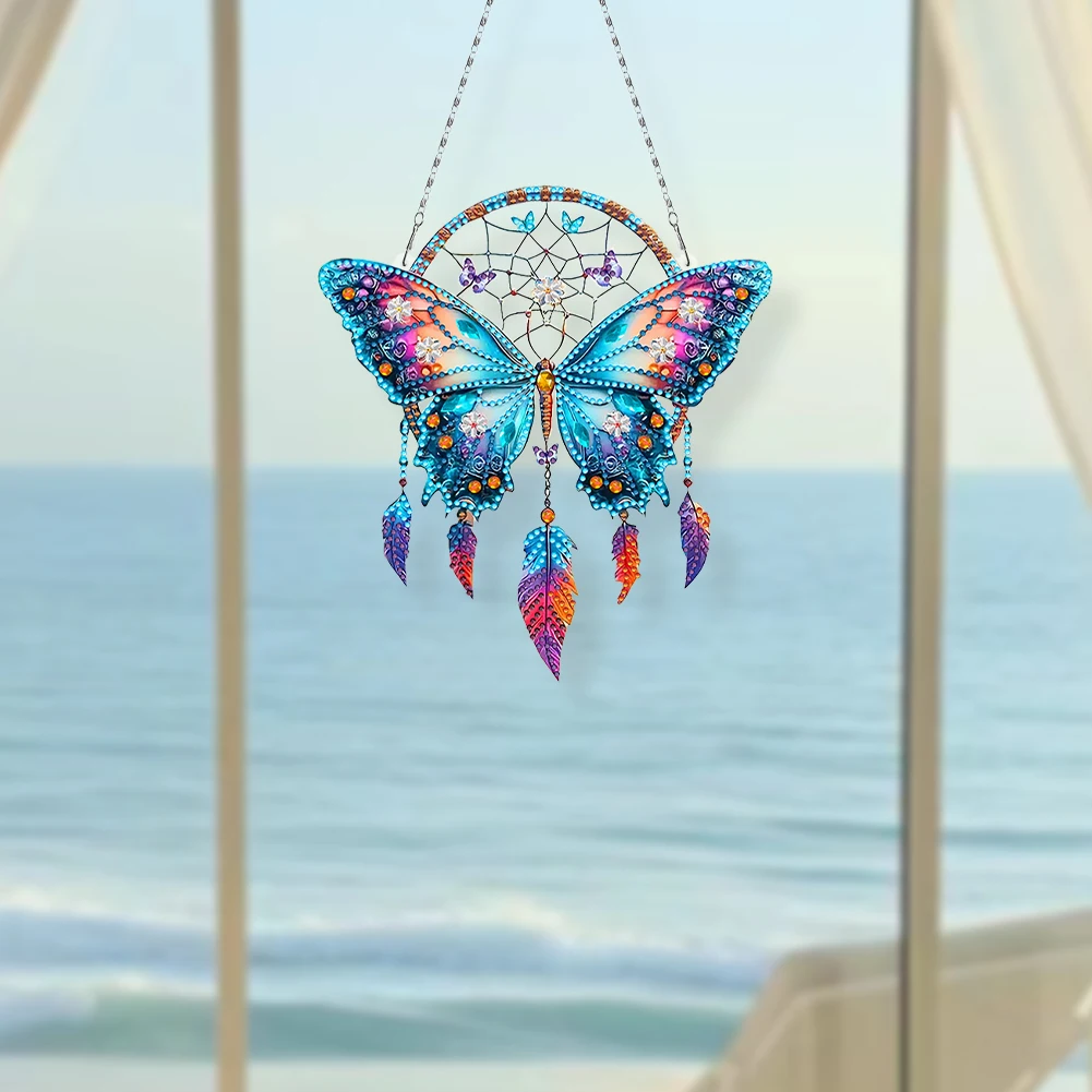 2D/Flat DIY Special Shape Rhinestone Diamond Art Window Pendants Dream Catcher Diamond Art Pendant Wall Decor for Home & Windows