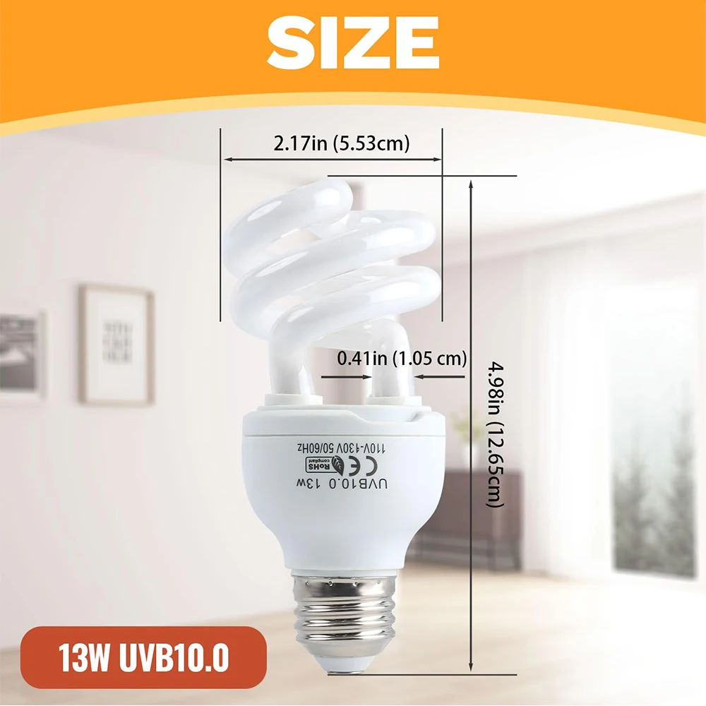 Amphibians Reptile UVB 5.0/10.0 Lamp Energy-saving UV Bulb Turtle Lizard Calcium Supplement Lamp Reptile Lighting Supplies