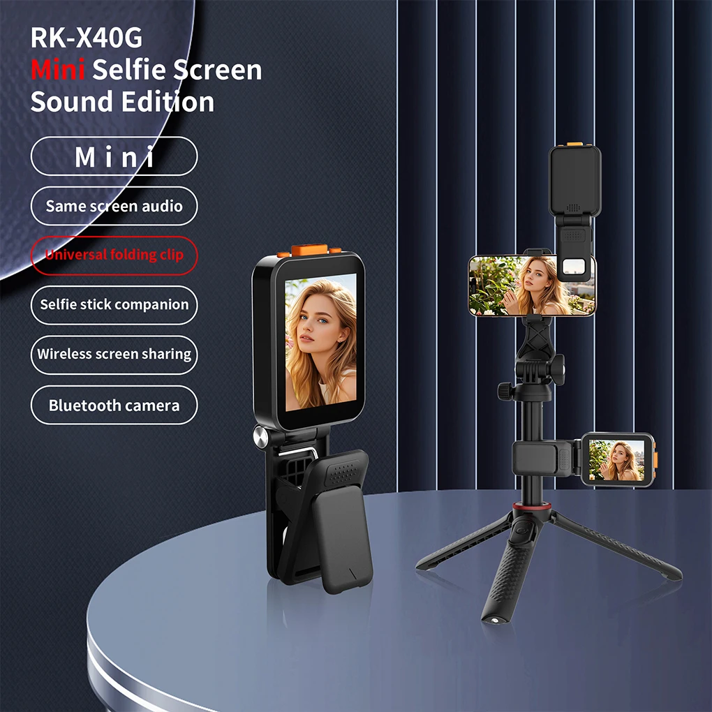 Mini Same Screen With Sound Selfie Device Vlog Monitor Wireless Screen Sharing Device With Clip Projection Remote Photography