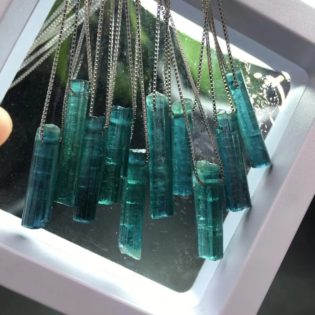 トルマリンネックレス 深い青色 Fengbaowu-青いトルマリンネックレス