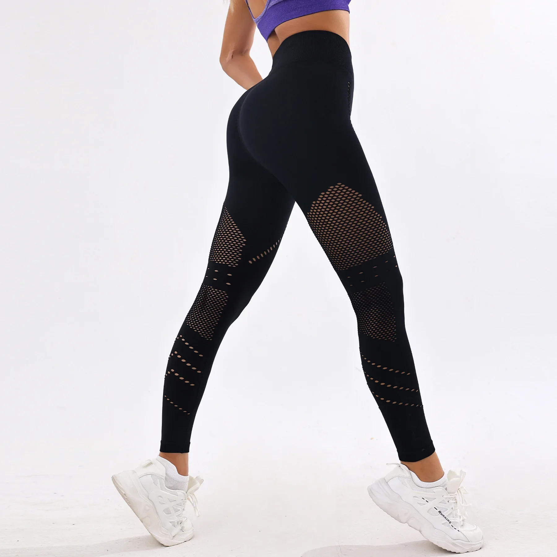 Hollow Out Leggings Sports Yoga Pants Peach Hip Sportswear Gym Fitness Training Athletic Workout Tights Running Leggings Pants
