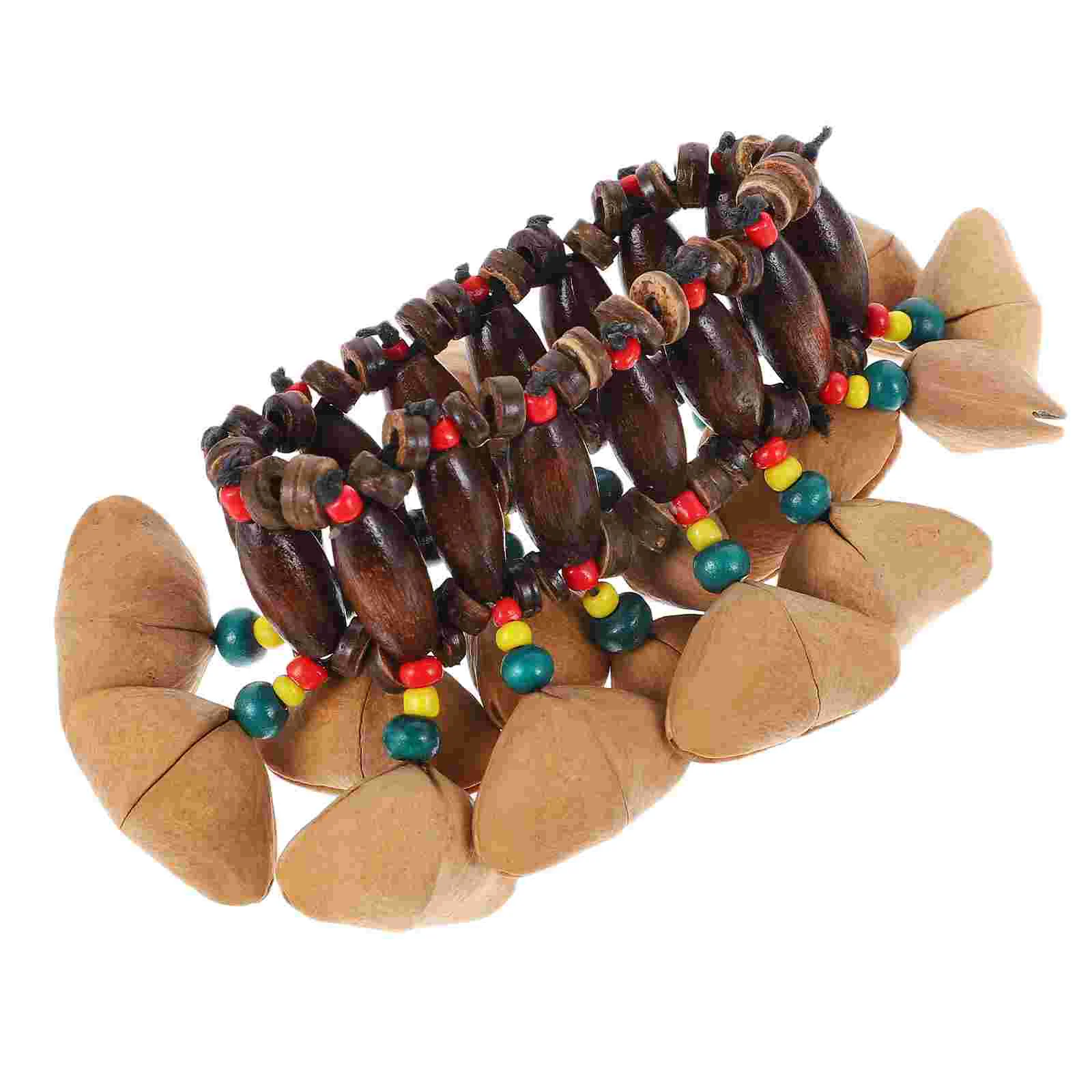 

African Bracelet Tribal Bracelet Wooden Percussion Handbell Hand Bell Instrument Toy Conga Percussion Hand Chain