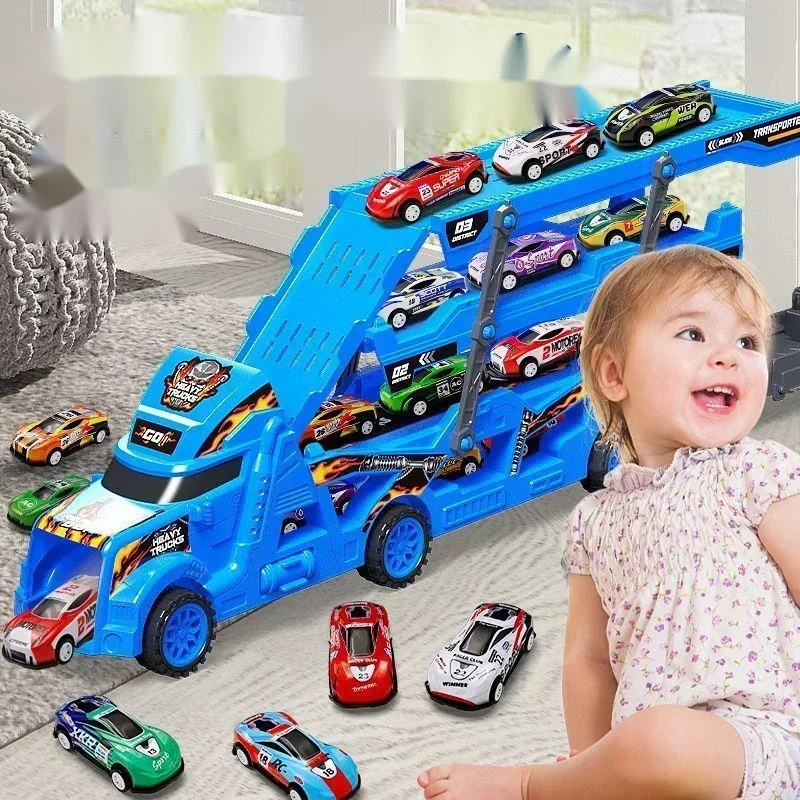 Large Transforming Transporter Car Toy - Educational Folding Track Racing Vehicle for Kids