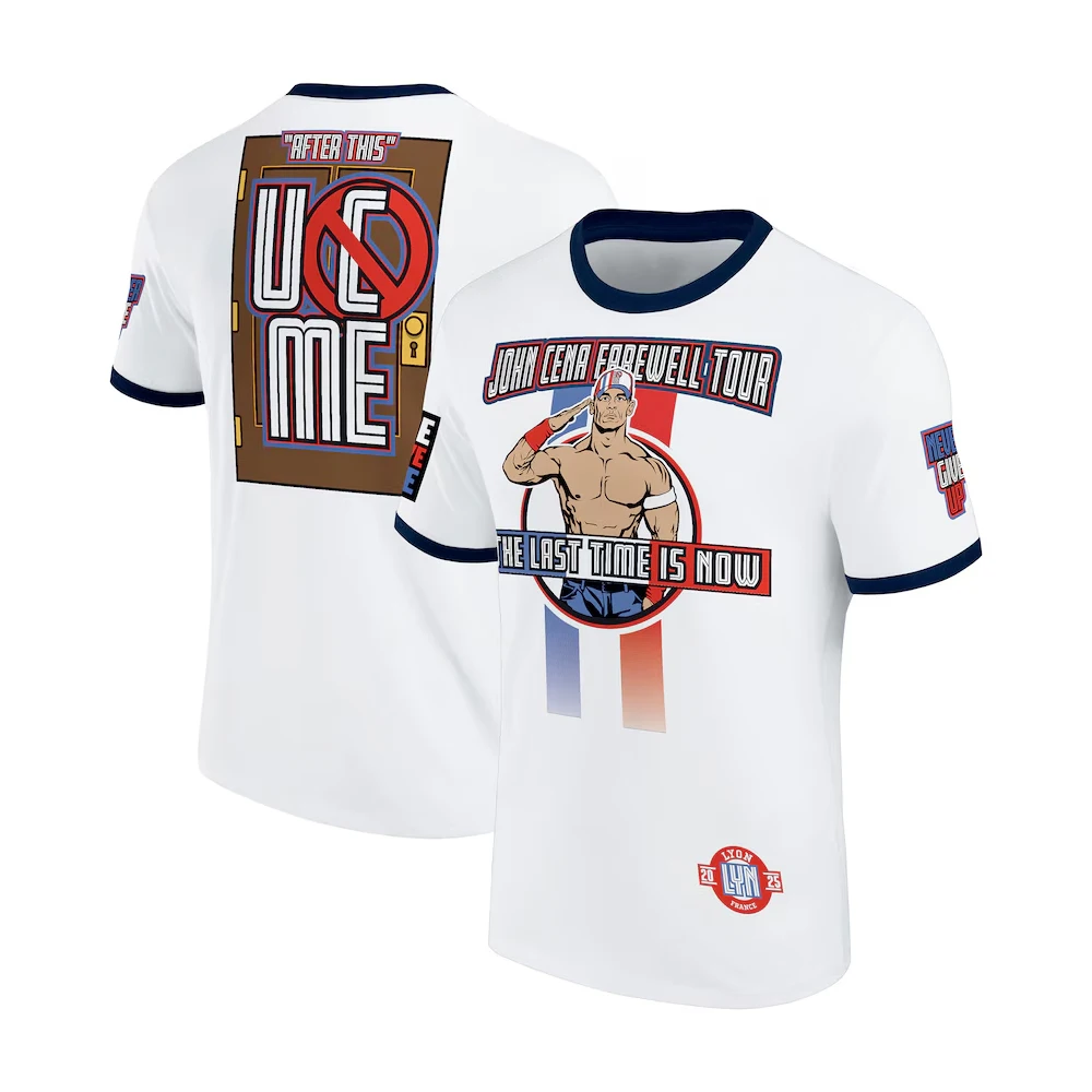Men's White John Cena Farewell Tour 2025 Lyon T-Shirt New Quick Dry Sports Short-sleeved Daily Casual Oversized T-shirt Man 1