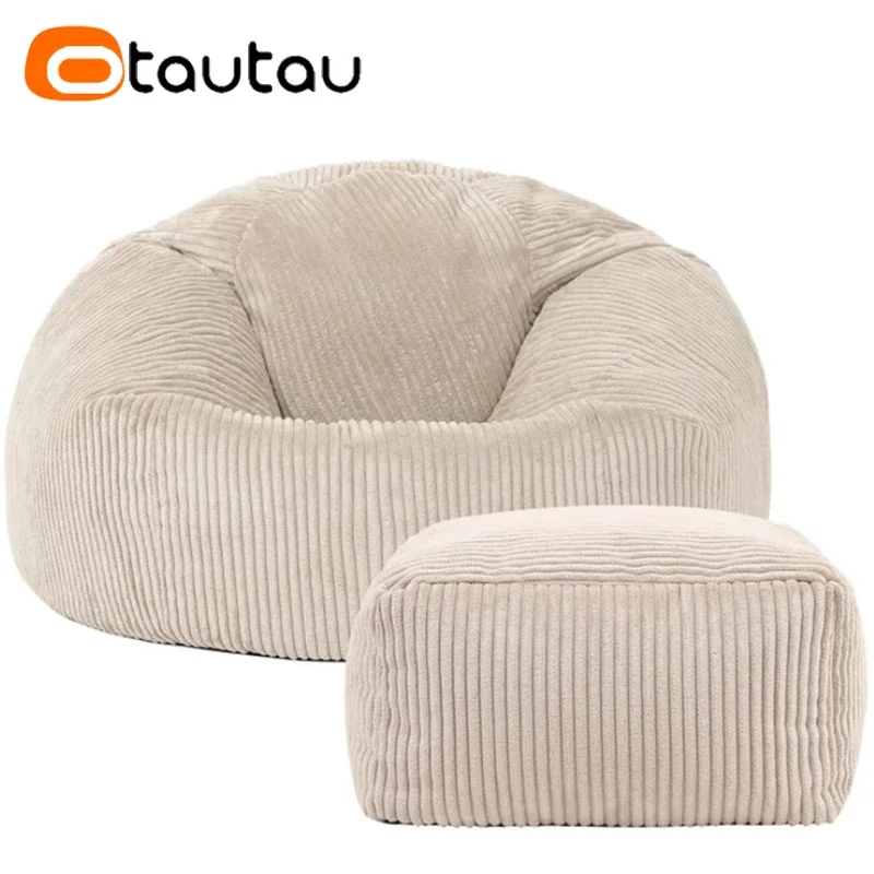 

OTAUTAU Corduroy/Velvet Bean Bag Chair with Filling Floor Corner Lazy Beanbag Sofa Pouf Salon Ottoman Puff Lounge Couch DD025