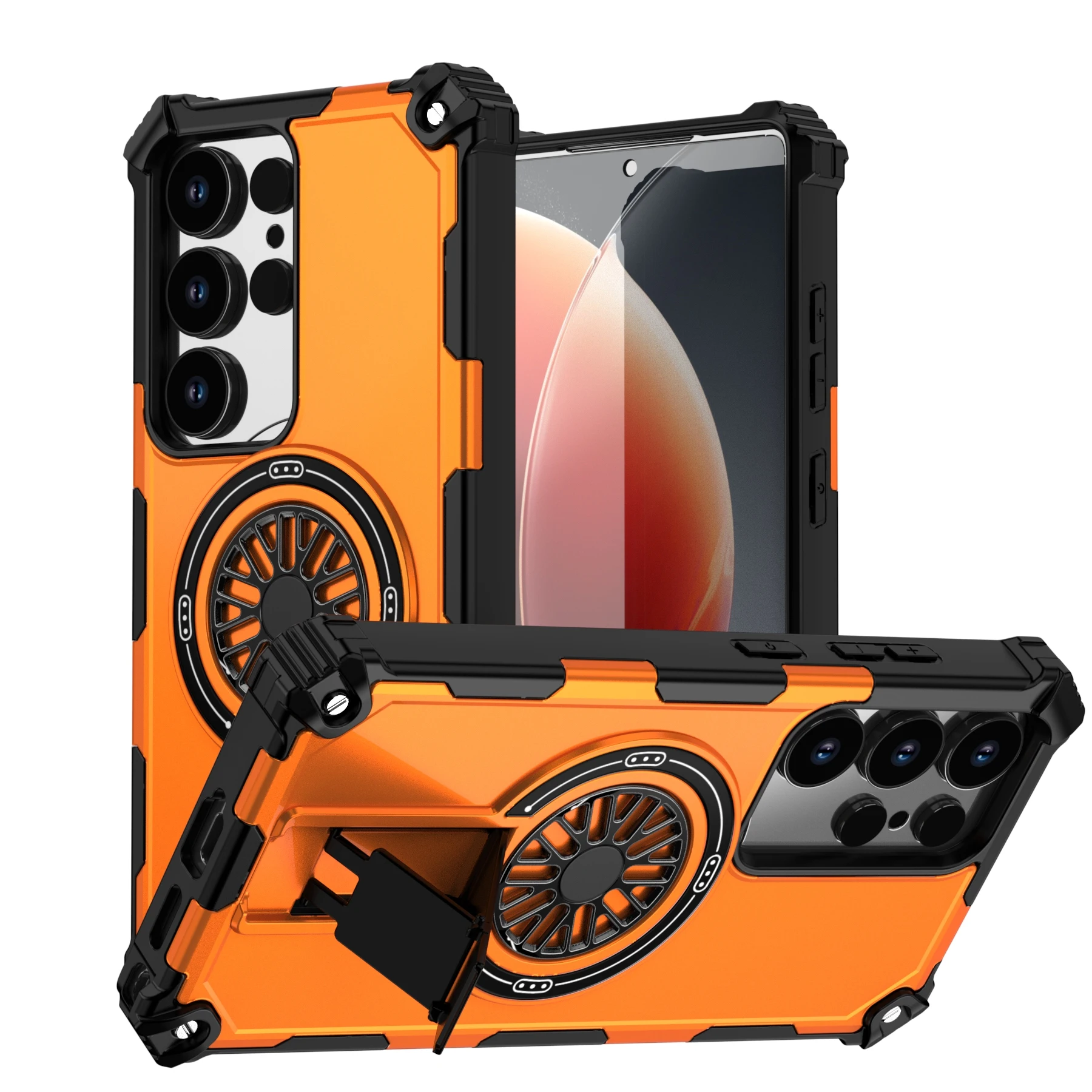 Military-Grade Magnetic Phone Case with Foldable Bracket and Armor Protection