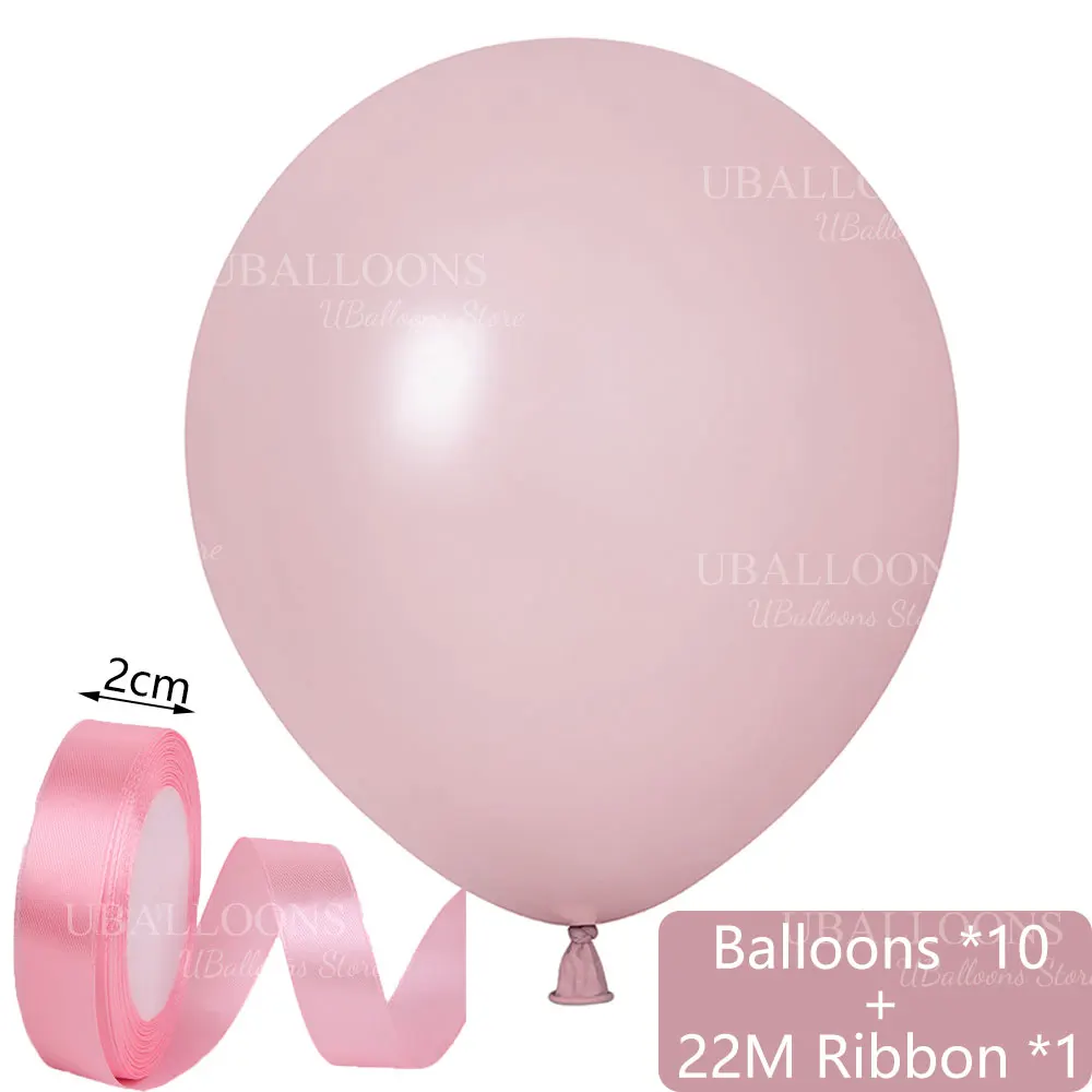 Elegant Pastel Pink Balloon Set with Satin Ribbon - Pack of 10 for Celebrations and Decor