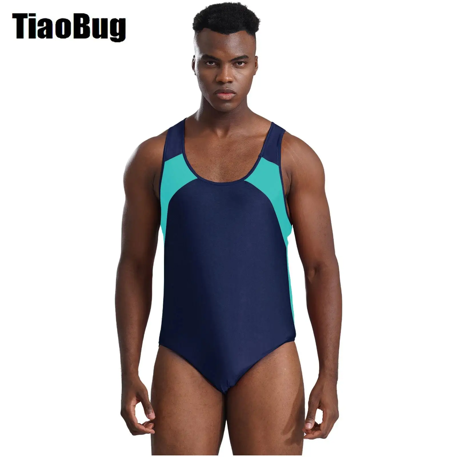 Men Sexy Tank Bodysuit Sleeveless U Neck Wrestling Singlet Leotard Shapewear Jockstrap Gymnastic Fitness Jumpsuit
