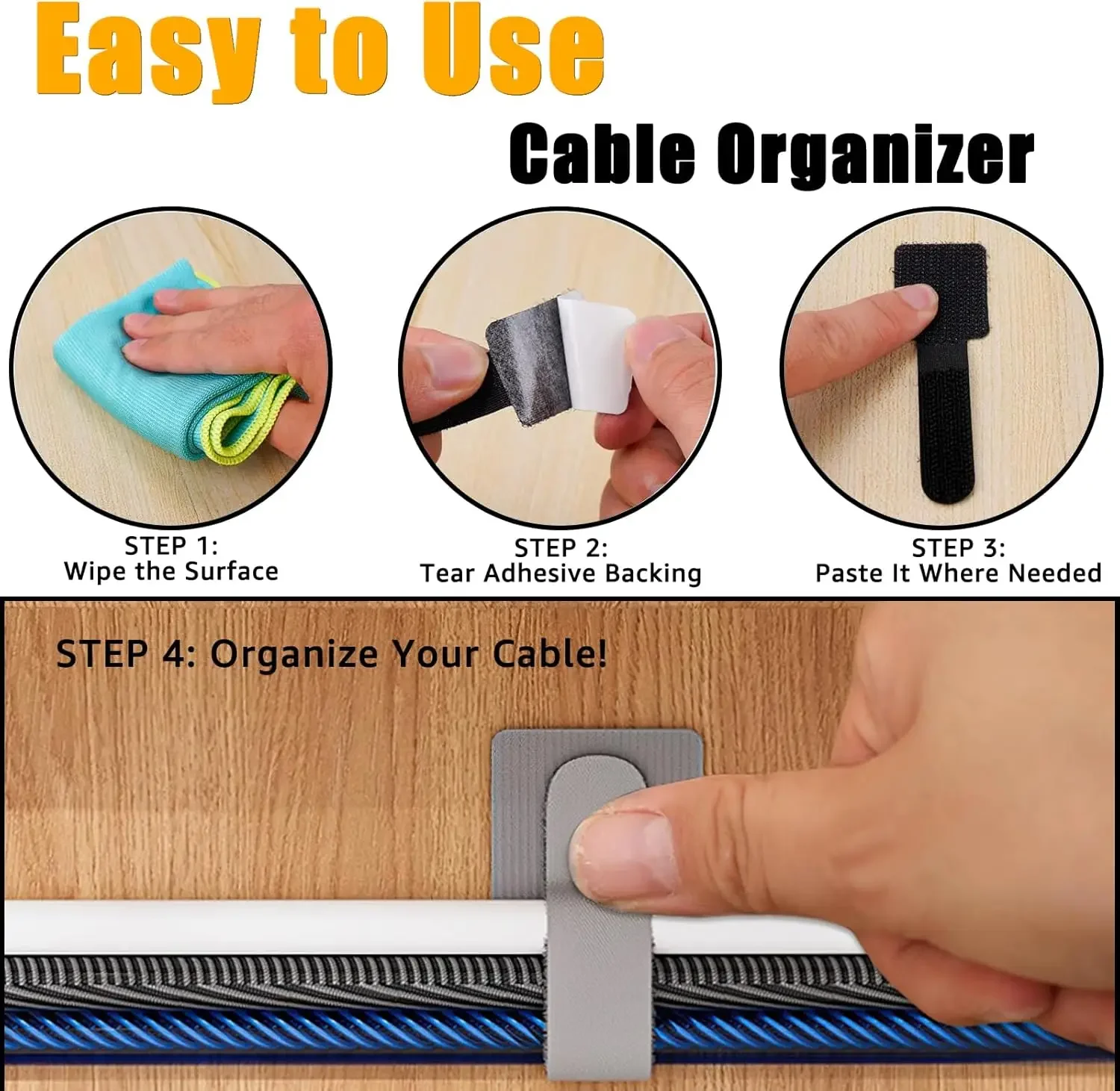 10-200PCS Releasable Cable Organizer Ties Earphones Wire Mouse Management Nylon Cable Ties Reusable Loop Hoop Tape Straps Tie