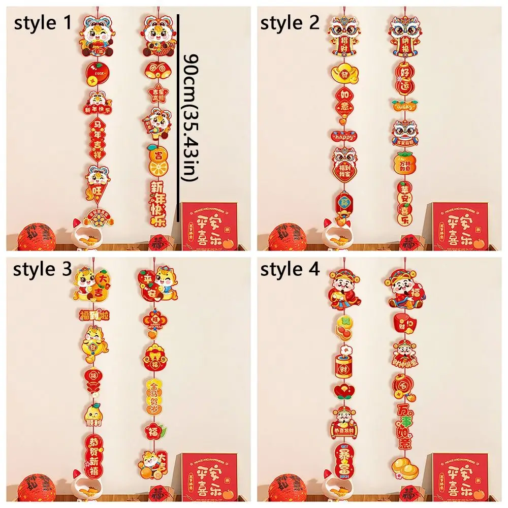 2pcs Cartoon Chinese New Year Pendants Zodiac Horse Handmade 2026 Horse Year Couplet Paper Traditional Door Hanging Ornament