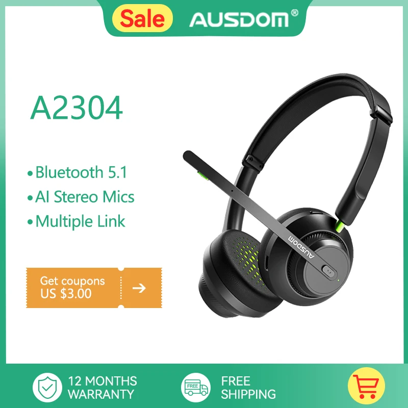 Auriculares Bluetooth para camionero, auriculares Bluetooth con micrófono,  auriculares inalámbricos Bluetooth para teléfonos celulares, ENC