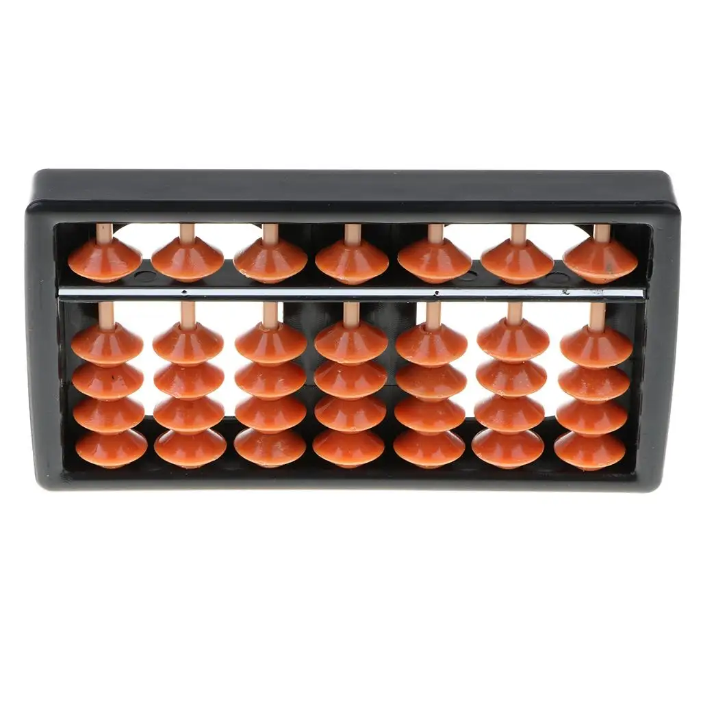 7 Rods Brown Beads Arithmetic Abacus Soroban Calculating Frame Kids Mathematical Teaching Aids Educational Toy