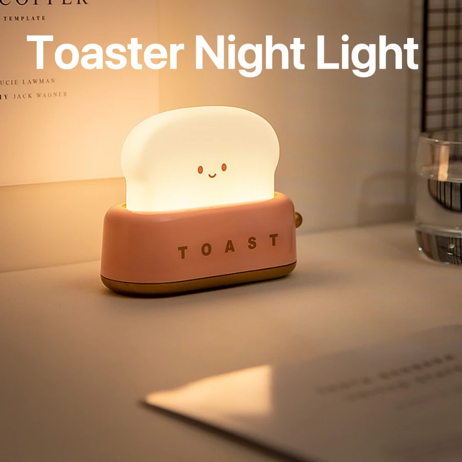 

Bread Machine Night Light Cartoon Baby Night Light LED Creative USB Rechargeable Dimming Lighting Desk Lamp Cute Children's Gift