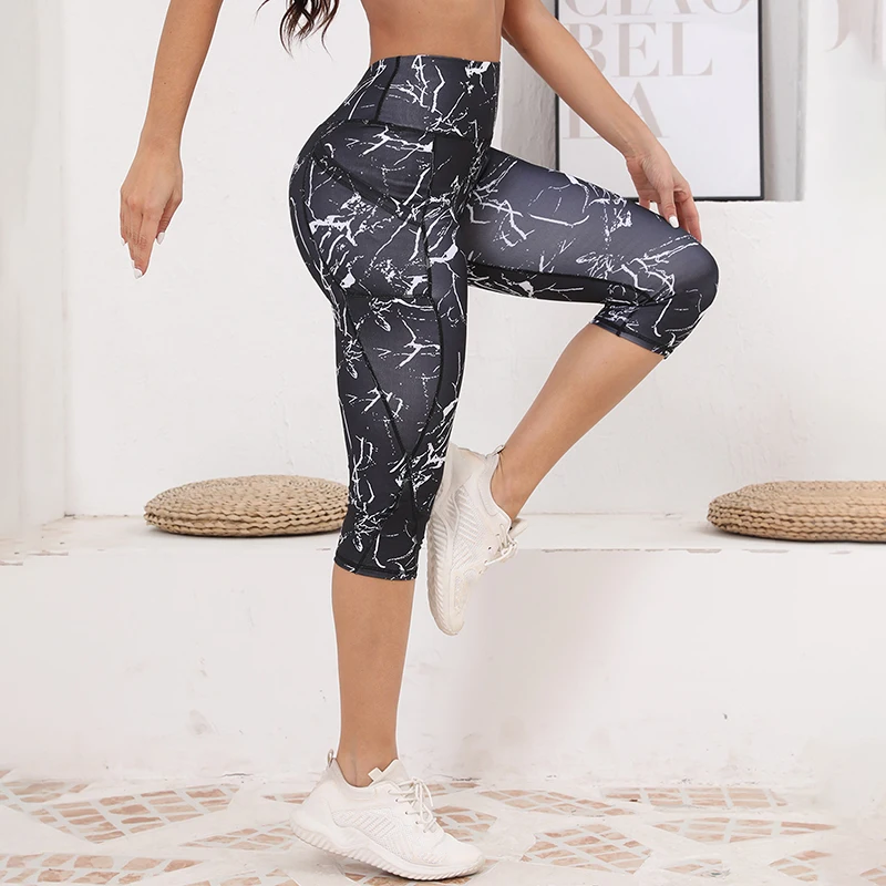Capri Leggings Pockets Women High Waisted Workout Leggings Tummy Control Yoga Pants