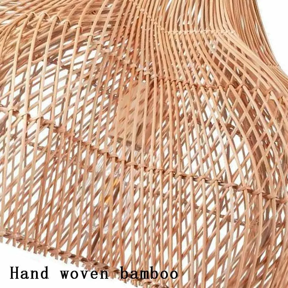JOYINLED Minimalist Elegant Rattan Chandeliers Handmade Design Wicker Rattan Ceiling Lamp E27 for Bedroom Restaurant Cafe 60cm