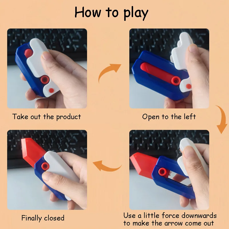 Fidget Toys 3D Printing Gravity Knife Spinner Sensory Play Stress Relief Push Card Small Toy Decompression Gifts for Children, fidget toys,anti stress toys