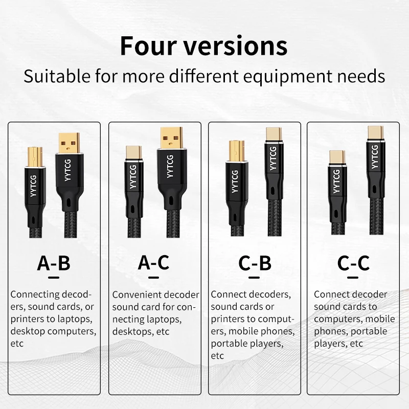 HIFI USB OCC 케이블 USB 유형 A-B USB 케이블 6N DAC A-C 오디오 케이블 OCC 실버 도금 데이터 케이블