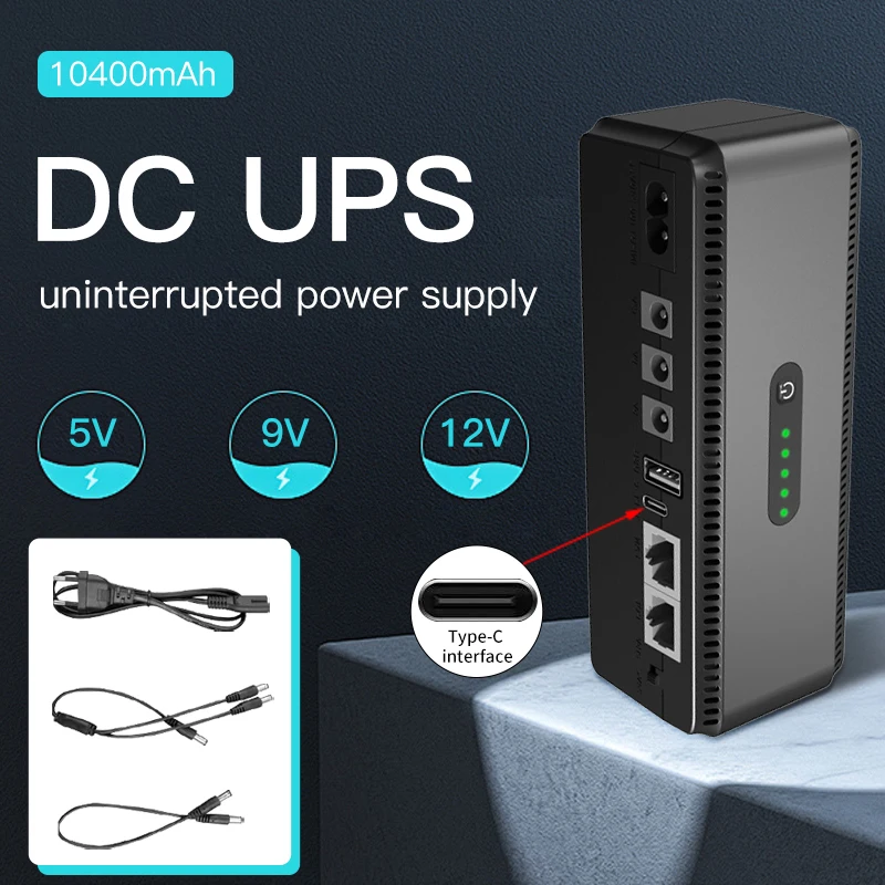 10400mAh UPS Mini Uninterruptible Power Supply DC 5v 9v 12v output Portable Battery Backup 18W POE Router Modem monitor 2A uninterruptible power supply portable ups mini ups