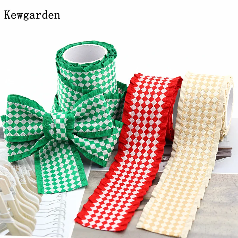 

Kewgarden 40 мм 1,5 "оборки в клетку, ленты, искусственный материал для шитья, строительные материалы, 11 ярдов