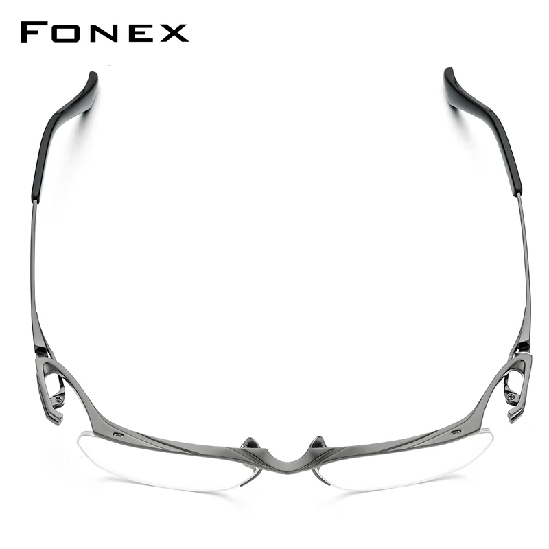 Eyeglass Frames FONEX Titanium Men Semi Rimless Square Eyeglasses Half Frame Eyewear F85709