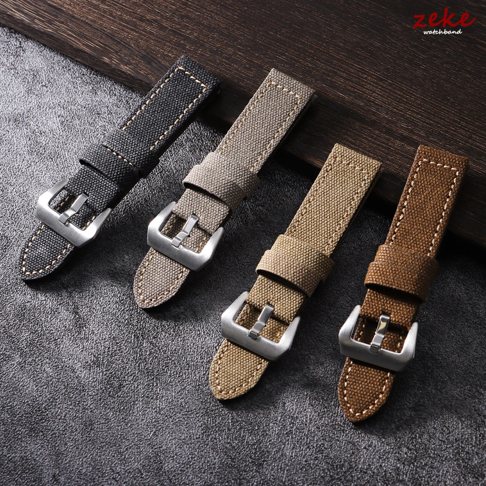 Waterproof Sailcloth Nylon Leather Watch Strap with Quick Release