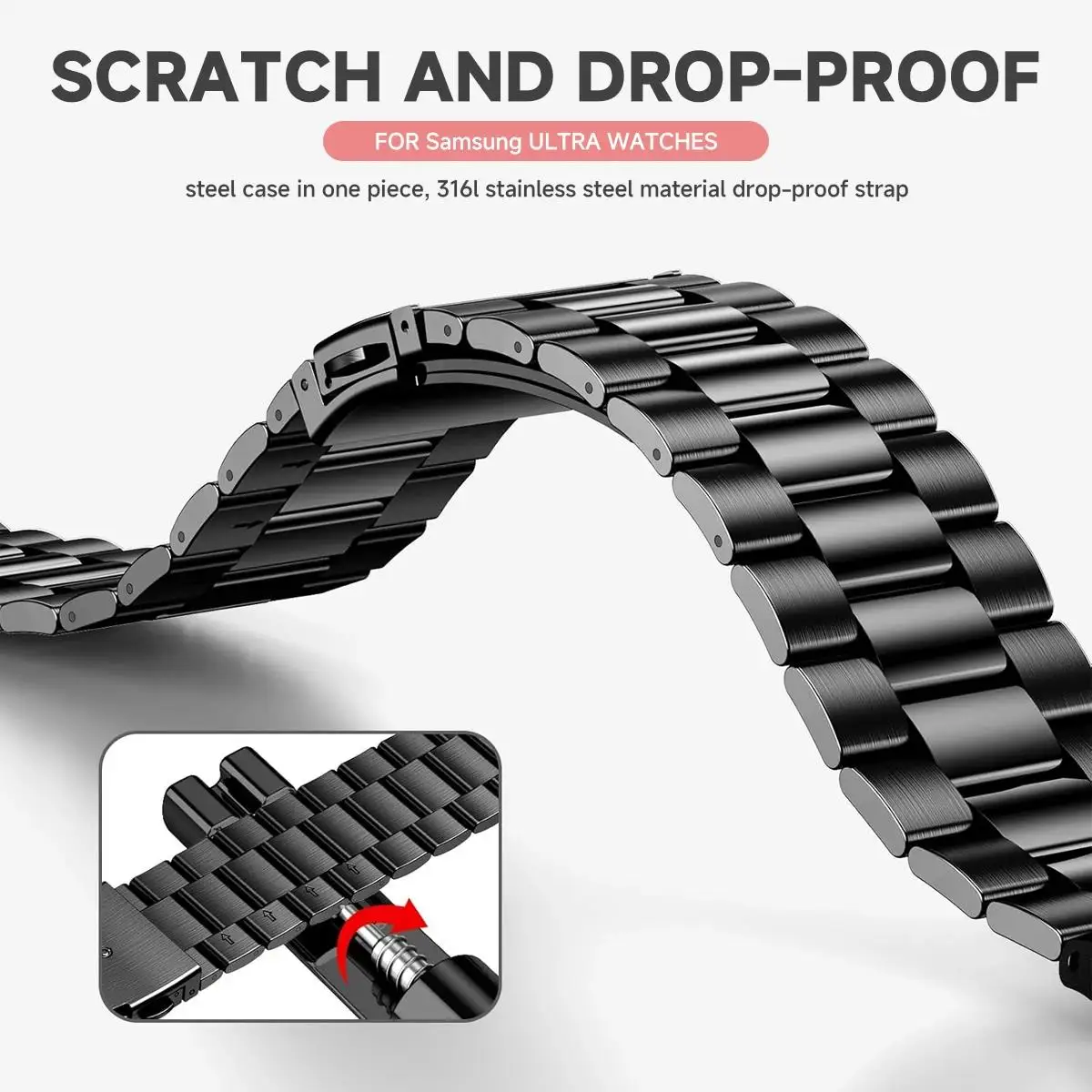 Premium Stainless Steel Watch Strap - Elegant Metal Band Bracelet Accessory