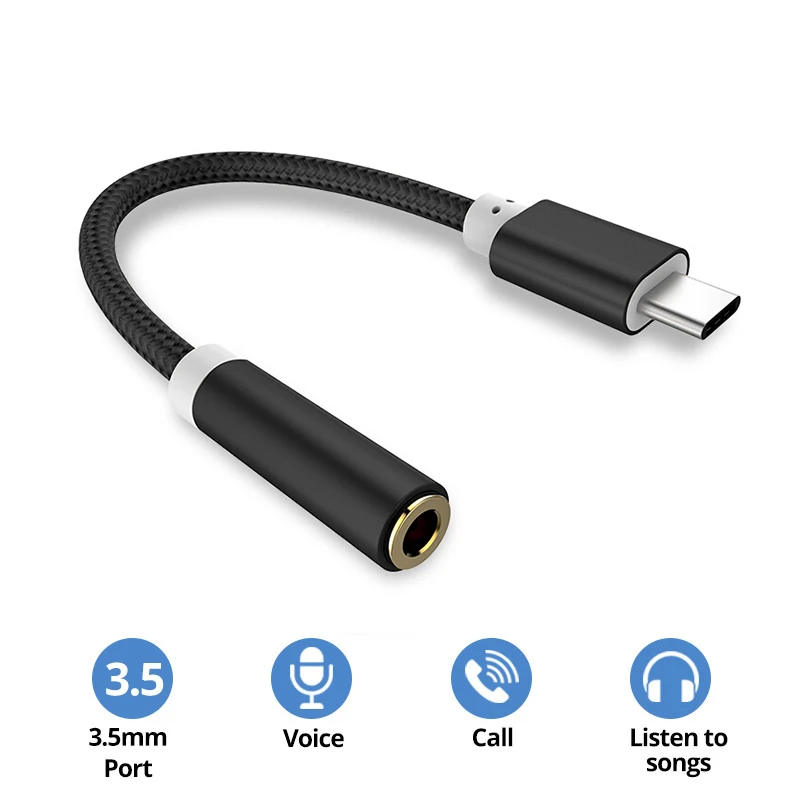 Type C To 3.5 mm Aux Adapter Type C 3 5 Jack Audio Cable for Huawei ...