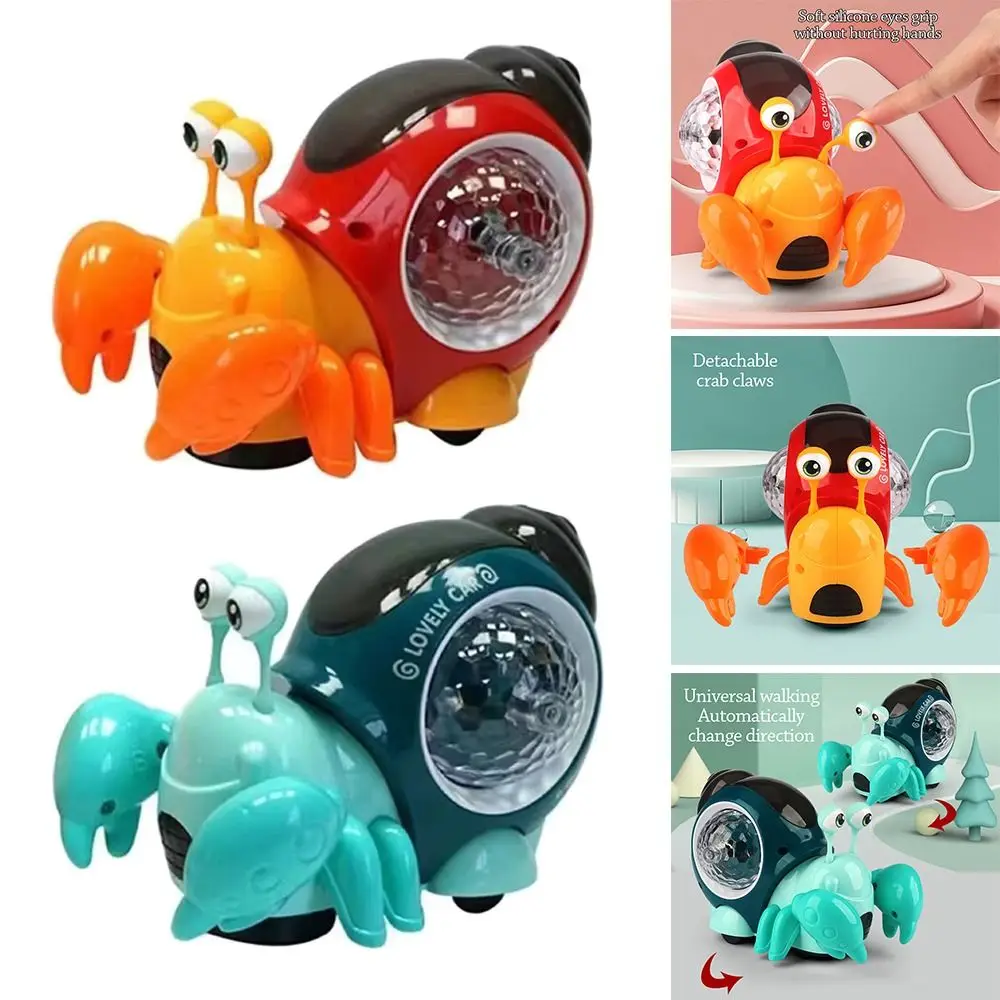 Creative Snail Baby Crawling Crab Toy Interactive Light Up Musical Light Toy Musical Tummy Time Early Educational Toy