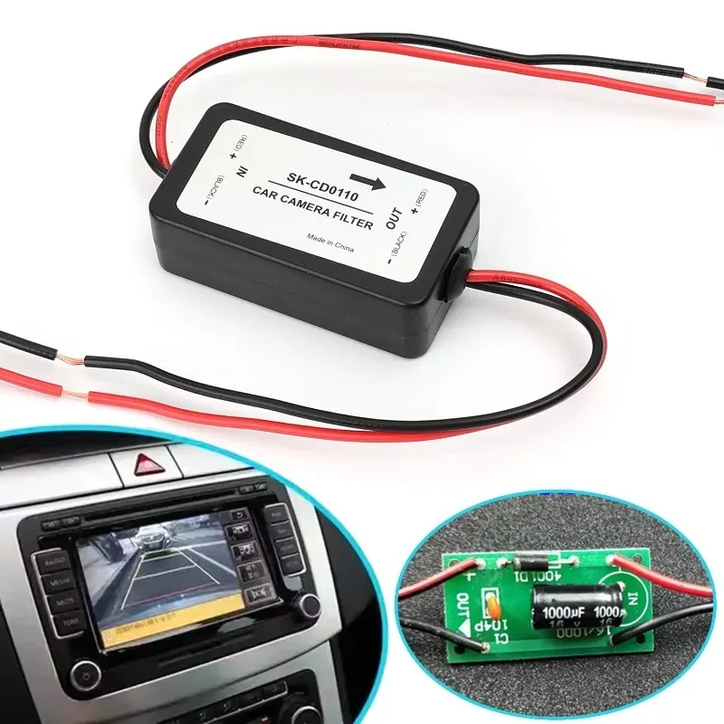 Broken Line Style Rectifier DC 12V Power Car Rear View Camera Power Relay Capacitor Auto Relay Capacitor Filter Connector