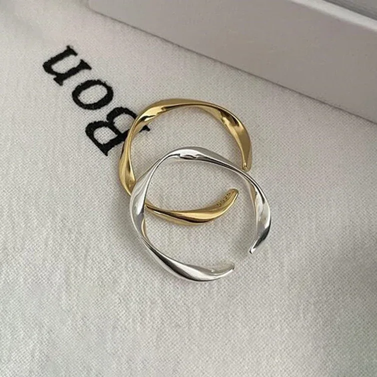 Anelli Geometrici Distorti Color Argento per Donne, Gioielli Minimalisti alla Moda, Accessori di Personalità - immagine 5
