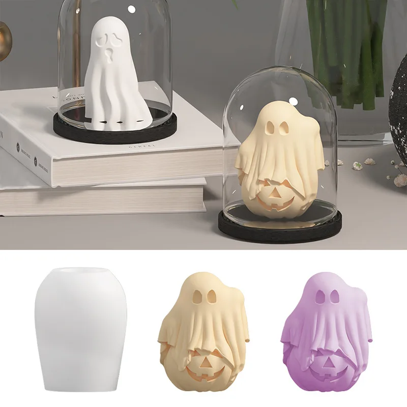 1Pcs 3D Ghost Candle Decoration Silicone Mold DIY Pumpkin Skull Holiday Ccented Helloween Candle Mold