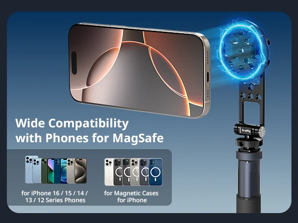 SmallRig Magnetic Metal Phone Mount with Cold Shoe Mount Adjustable Rotatable Phone Tripod Holder Adapter for iPhone Camera 5156