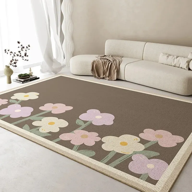 VIKAMA Fresh Living Room Carpet Waterproof Non-slip Coffee Table Carpet Large Area of Crystal Velvet Floral Mat floor mat plush rug decorative carpet plush carpet non slip carpet imitated cashmere carpet kids carpet crystal pile rug coral velvet rug plush play mat