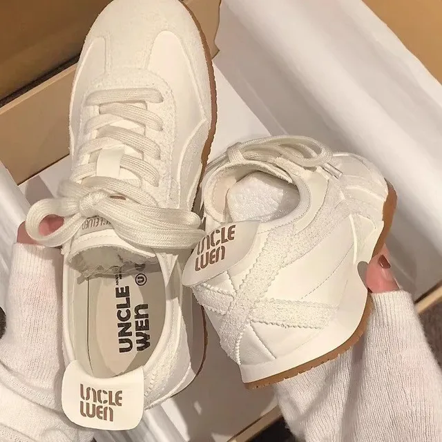 Summer Thin Style White Women's Shoes 2025New Canva Breathable Slip-On One Step Women's Shoes Flat Bottom Rubber Material 1