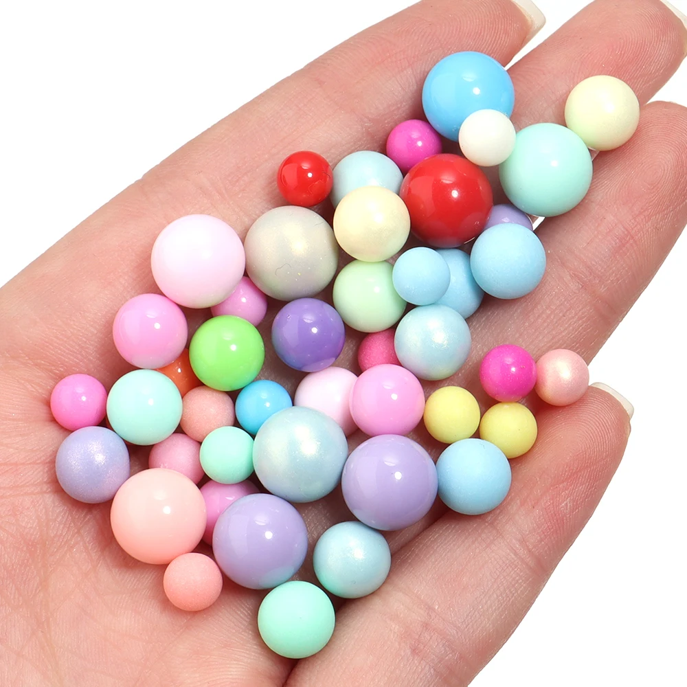 100개/세트 6/8/10mm 다채로운 무공 아크릴 비즈 라운드 루즈 스페이서 비즈 쥬얼리 제작 DIY 수공예 액세서리