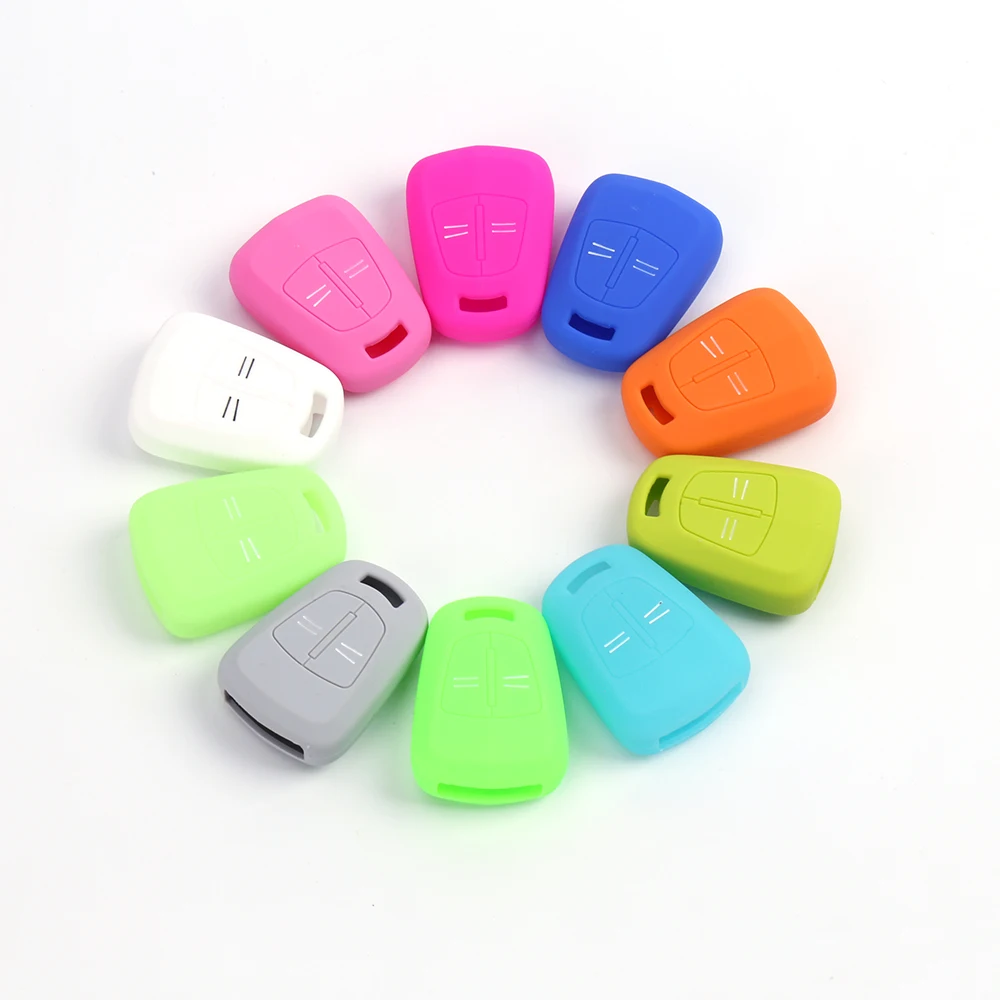 1Pc New Car Key Case Auto Cover Silicone For Opel Vauxhall Corsa Agila Meriva 2 Button Styling 13 Colors Accessories Shell Parts key case key case cover car key shell