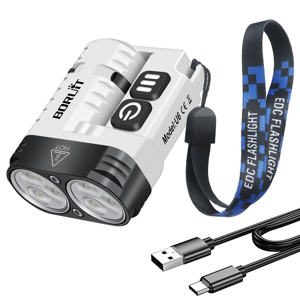 Description Picture 2 of itemBORUiT U6 LED Flashlight Keychain Light SST20 1600LM Super Bright Portable Mini Torch Rechargeable Work Light Camping Lantern