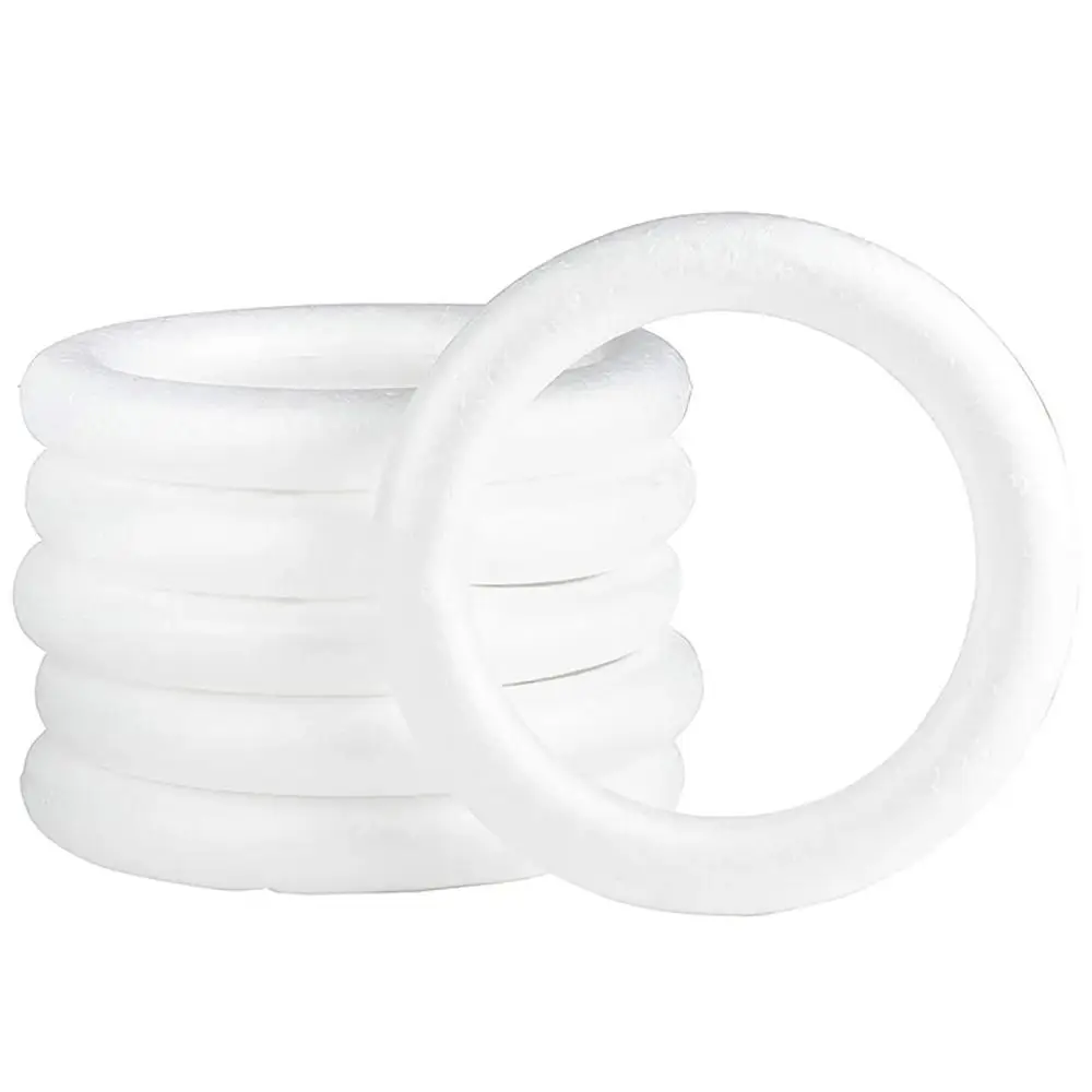 1Pcs Weiß Schaum Ring Polystyrol Runde Hochzeit Party Runde Für Weihnachten Handwerk 5/7/8/10/12/15/17/20cm DIY Handgemachten Kranz – Detail 7