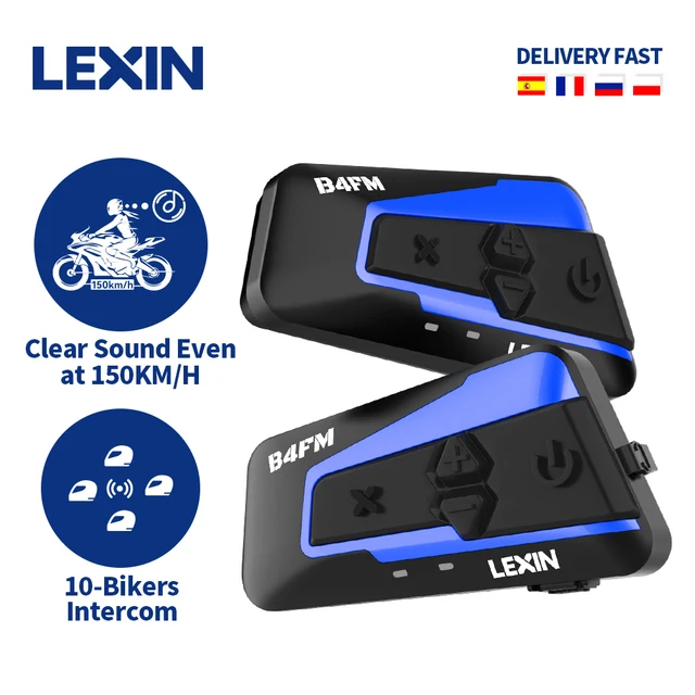 Cuffie per csco interfono per moto Bluetooth Lexin B4FM X 10 Bikers, interfono di comuniczione Wireless BT 5.0 condivisione music|Helmet Hedsets|  